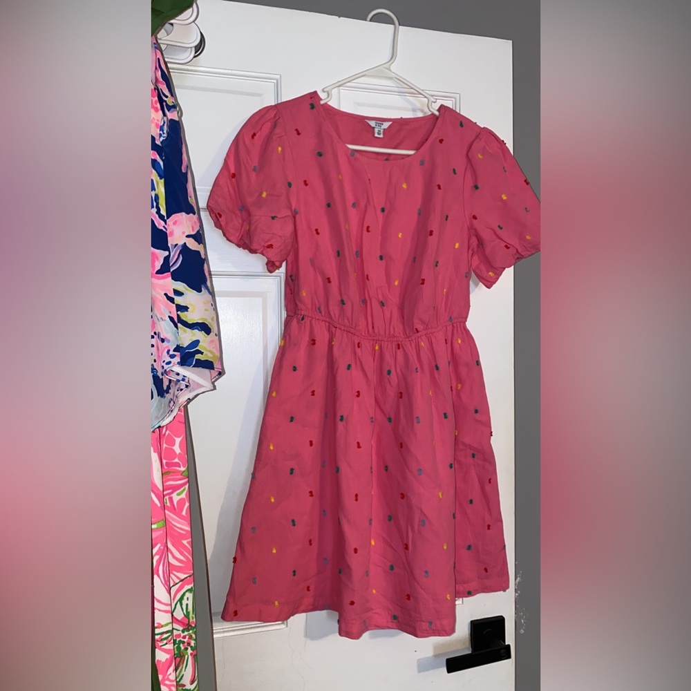 Crown and ivy multicolor Swiss dot dress.